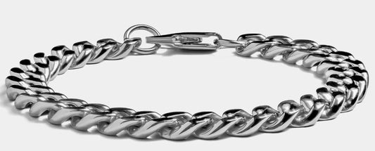 Elegatto Cuban Chain Bracelet Silver 8mm MED